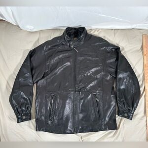 Vtg Boston Harbour Outdoor Wear Men’s Leather Jacket Black Size Large